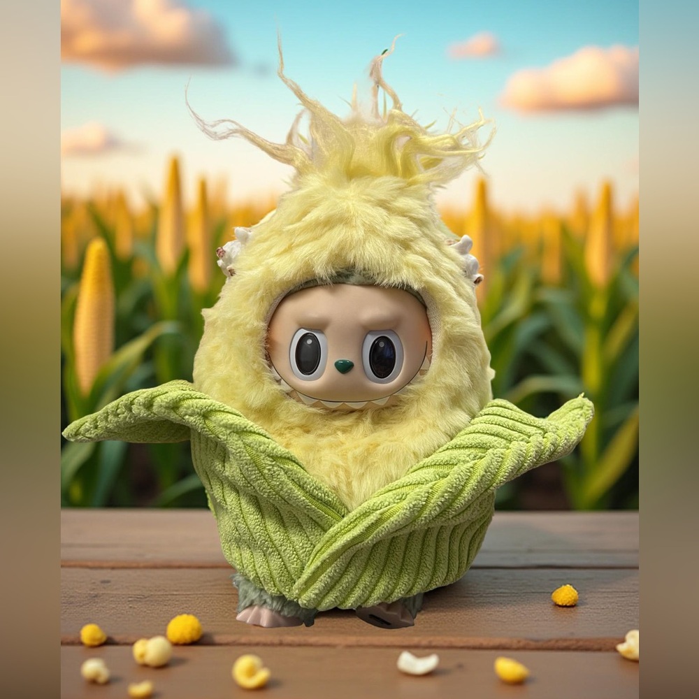 Labubu Corn on the Cob Halloween Costume NEW outfit + bonus Labubu stickers